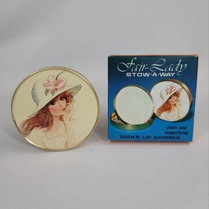 Vtg Fair-Lady Stow-A-Way Make Up Mirror - Japan